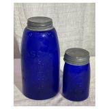 (2) Cobalt Mason Jars
