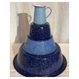Agateware Basin, Bowls & Cream Pitcher
