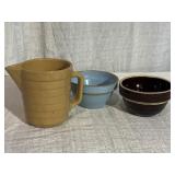 Advertising Cream Pitcher w./ Stoneware Bowls