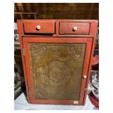 Small Primitive Style Punched Tin Cabinet