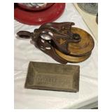 Wooden Pulley w/ Cat Trough