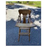 Vintage Oak Cane Seat High Chair