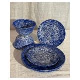 Assort. of Blue Sponge Decorated Dinnerware