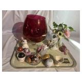 Cranberry Glass Brandy Snifter w/ Home Decor