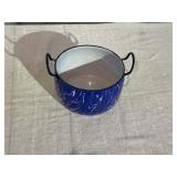 Blue Agateware Double Handled Kettle