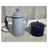 Agateware Teapot w/ Berry Pail