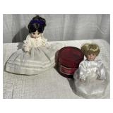 (2) Porcelain Dolls w/ Scented Candle
