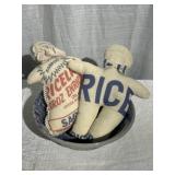 Salt Glazed Strainer w/ Folk Art Dolls