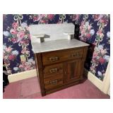 Walnut Victorian Marble Top Washstand
