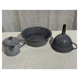 (3) Pieces of Gray Agateware