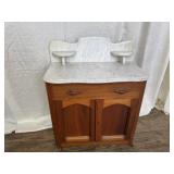 Walnut Victorian Marble Top Washstand