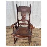 Vintage Oak Cane Seat Rocking Chair