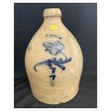 S. Hart Blue Slip Dec. Storage Jug
