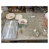 Etched Stemware w/ Marble Cutting Board