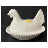 Milk Glass Hen on Nest