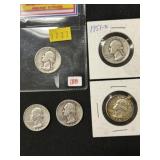 (5) Washington Silver Quarters