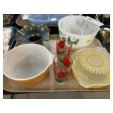 Carnival Glass Bowl w/ PB Glasses & Pyrex