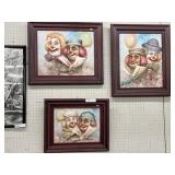 (3) William Moninet Oil on Canvases of Clowns