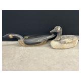 (2) Carved Wood Decoy Geese