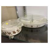 (2) Vintage Pyrex Covered Serving Dishes