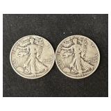 (2) Standing Liberty Silver Half Dollars