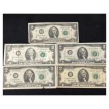 (5) 1976 $2 Bills