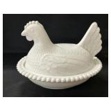 Milk Glass Hen on Nest