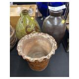 Stoneware Canister w/ Redware Pottery