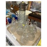 Pattern Glass Cruet Bottles w/ Pitcher