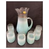 Vintage Frosted Glass Pitcher Set