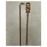 Walking Stick w/ Carved Wood Cane