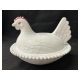 Milk Glass Hen on Nest