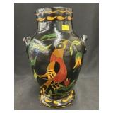 Painted Dec. Redware Vase