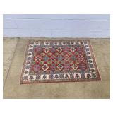 Kazak Style Wool Rug 32in x 48in Red Green Blue