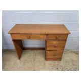Wooden Desk with Four Drawers and Knob Pulls