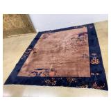 Chinese Art Deco Rug Floral Motifs Navy Border