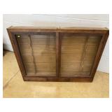 Wood And Glass Wall Display Case With Drawers