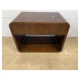 Modern Wood Veneer Nightstand With Drawer