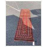 Red Wool Oriental-Style Runner Rug