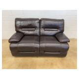 Brown Faux Leather Reclining Loveseat Sofa