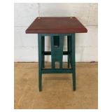 Green and Brown Painted Wood Side Table
