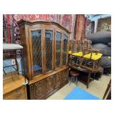 Wooden China Cabinet And Dining Table Set