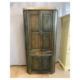 Antique One Piece Blind Door Corner Cupboard