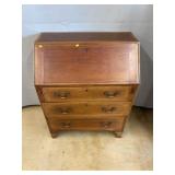 Mahogany Drop Front Secretary Desk Brass Pulls