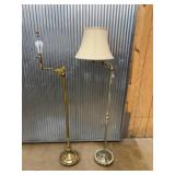Pair Brass Swing Arm Floor Lamps With Shade