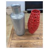 Decorative Vases, Red and Gray