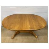 Oak Dining Table with Double Pedestal Base