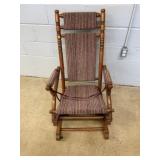 Upholstered Wood Rocking Chair With Striped Fabric