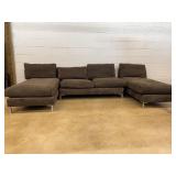 Brown Fabric Sectional Sofa with Chaise