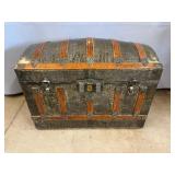 Metal & Wood Domed Steamer Trunk